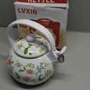 Jucoan 2.3 Quart Vintage Enamel Tea Kettle, Whistling Tea Kettle for Stove Top, Floral Enamel on Steel Teakettle Teapot for Home Kitchen Camping, Gift for Wedding Housewarming Mother's Day
