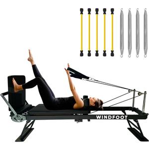 Pilates Reformer Machine Equipment with Springs & Cords for Home Workout, Foldable Pilates Equipment with Jump Board for All Level Users