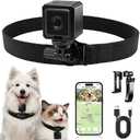 AEZ Pet Camera Collar with APP Control, 1080P HD Pet POV Camera, 210-mins Recording Wearable Action Camera with Hotspot WiFi, Magnetic Clip Camera for Cats Dogs Kids & Outdoor Use (No SD Card)