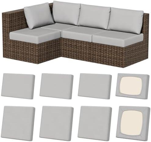 Vorshape 8Pcs Stretch Patio Cushion Covers, Outdoor Couch & Sofa Replacement Slipcovers for Patio Furniture Cushion Covers, Washable Reusable Furniture Protector