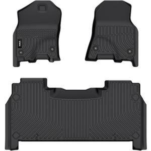 VIWIK Floor Mats for Dodge Ram 1500 Crew Cab 2019 2020 2021 2022 2023 2024 (NOT for Classic), TPE Rubber Car Mats All Weather Custom Floor Liners for Ram 1500 Crew Cab 1st & 2nd Row Non-Slip Odorless