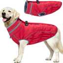 Malier Dog Coat, Reflective Dog Jacket Waterproof Windproof Puppy Cold Weather Coats with Harness Built in, Winter Extra Warm Pet Coat Fleece Vest for Samll Pets and Puppy (Red)