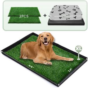 Dog Grass Pad with Foldable Dog Litter Box,Extra Large Liner Base for Balcony Ultra-Absorbent Artificial Grass Pads for Dogs Pee Pad Holder, Potty Training, 2 PCS Reusable Pee Pad