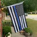 AZCOVER Embroidered Stars Thin Blue Line Flag, 3x5 FT Police Flags for Outdoor, Heavy Duty Back The Blue Banner Lives Matter with 2 Brass Grommets All Weather Lasting