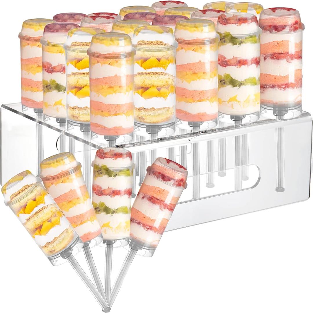 Jucoan 24 Pack Push up Cake Pop Containers and 20 Holes Cake Pop Stand, Reusable Push Cake up Pop Containers with Holder for Weddings Baby Shower Birthday Party