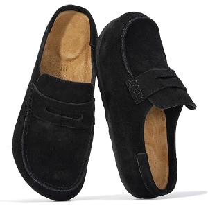 AprCoco Womens Suede Clogs Non-Slip Platform Mules & Clogs for Women Comfort Slippers with Arch Support,Size 07  (Black)