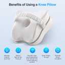 Side Sleeper Knee Pillow with Strap - Memory Foam Leg Cushion for Sciatica & Hip Pain Relief, Improve Spine Alignment (White)