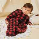 DaysU Micro Fleece Baby Sleep Sack 6-12 Months with Long Sleeves 1.5 TOG, Plush Warm Baby Wearable Blanket with 2-Way Zipper, Unisex Sleeping Bag for Infant Newborn, Buffalo Plaid (Medium)