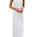 PRETTYGARDEN Women's 2025 Summer Satin Dress Elegant Sleeveless Mock Neck Cocktail Party Maxi Dresses, XL