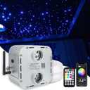 AMKI High Brightness Dual Color 32W Twinkle 2300pcs 0.03in 16.4ft Fiber Optic Starlight Headliner Kits RGBW Sound Activated APP/Remote Control Light Box for Movie Theater Home Ceiling Decor