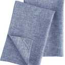 Solino Home Linen Kitchen Towels Set of 2 - Chambray Indigo 17 x 26 Inch - 100% Pure Linen Kitchen/Tea Towels - Machine Washable and Handcrafted from European Flax