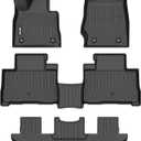 AIPOIL Floor Mats for 2020-2025 2026 Lincoln Aviator 6 Seats Fits 1st & 2nd & 3rd Row All Weather Protection TPE Anti-Slip Automotive Full Custom Car Mats Accessories - Black