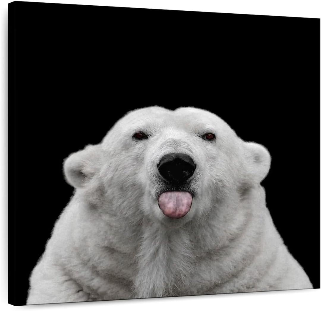 ElephantStock - Nothing Personal Wall Art - Square Canvas Wall Art - Living Room Wall Decor - Photography Polar Bear Canvas Art - Black And Gray Decor by Lars Van de Goor - 30" x 30"