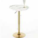 Round Cocktail Table Gold Height Adjustable 27.9''-35.4'' Pub Bar Table with Metal Base, Modern Sturdy Stylish for Kitchen, Dining Room, Office, Home Bar