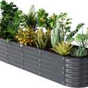 Raised Garden Bed Kit 821.4 FT Magnesium-Aluminum-Zinc Stainless Steel Metal Planter Box for Planting Outdoor Plants VegetablesGray