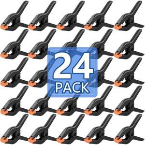24 Pack 3.5 inch Plastic Spring Clamps, Black Heavy Duty Clips, Backdrop Clips, Plastic Clamps for Crafts, Backdrop Stand, Woodworking, Photography