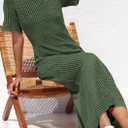 PRETTYGARDEN Womens Eyelet Cover Up Dress 2026 Summer Vacation Resort Maxi Dresses Beach Short Sleeve Hollow Out Sundress (Green, M)