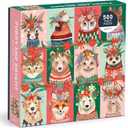 Galison Furry and Bright – 500 Piece Jigsaw Puzzle Featuring Adorable Portraits of Furry Friends Festooned for The Holidays