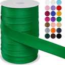 LEREATI Satin Bias Tape Double Fold 1 Inch x 55 Yards, Bias Tape for Sewing, Polyester Quilt Binding Tape, Piping Trim Fabric Tape for Hemming, Seaming, DIY Crafts (Green)