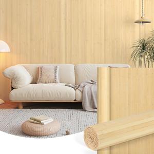 KELIXU Natural Bamboo Wall Panel 2 Pcs, 48" W x 96" L Pole Wrap Roll, DIY Wall Decor Slat Wall Paneling, Interior Wainscoting Wall Cladding for Kitchen, Living Room, Office, Natural