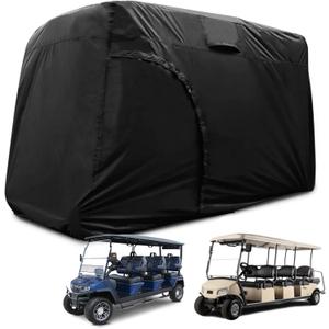 Golf Cart Cover 6/8 Passenger, Golf Cart Rain Covers, Heavy-Duty All Weather Protection Cover for EZ GO Golf Cart Accessories, Outdoor Seat Covers Evolution Golf Carts(156" L x 55" W x 79" H)