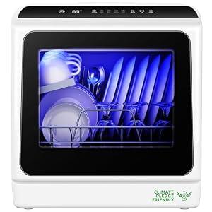 EUHOMY Countertop Dishwasher Portable, 6 Programs with 40 dB, No Hookup