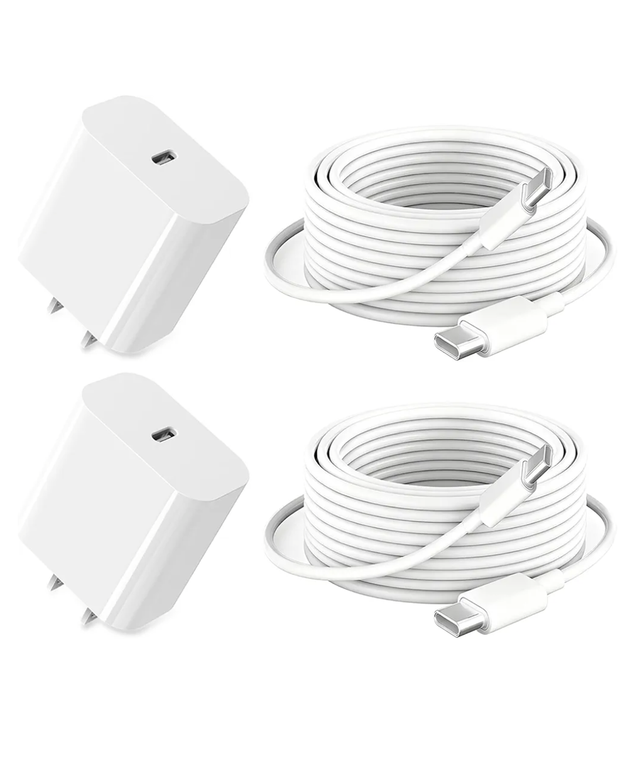 iPad Charger Fast Charging 10ft USB-C Cable & 20W USB-C Charger Block 2-Pack for Apple iPad A16/11th/10th/Pro 13/12.9/11/Air/Mini A17 Pro, iPhone 17/16/15 Series, White