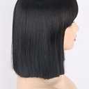 Topcosplay Women Wigs Black Short Bob Wig with Bangs Straight Hair Halloween Costume Party Wigs