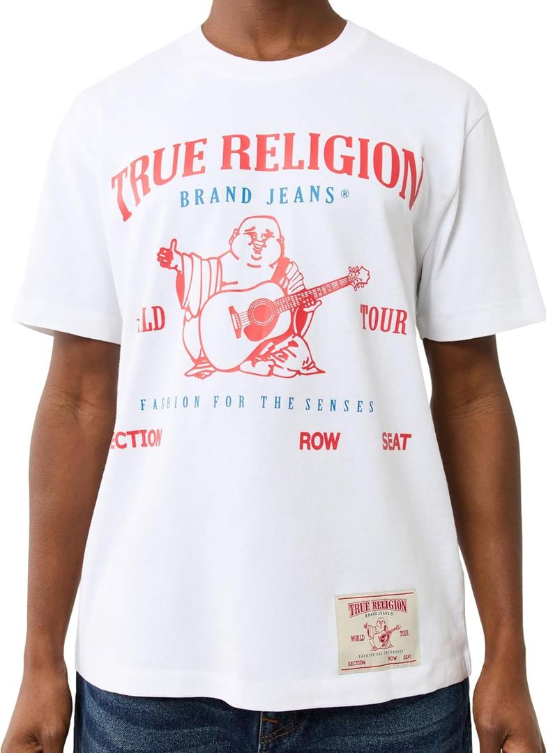 True Religion Men's Short Sleeve SRS Graphic Tee - Casual Crew Neck T-Shirt (3X-Large)