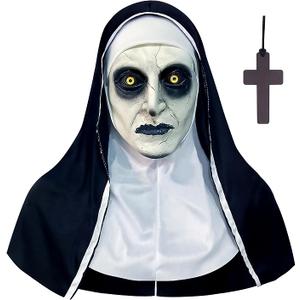 Orgoue Scary Nun Mask Halloween Mask Nun Costume Creepy Latex Mask for Women Adults for Cosplay Costume Props
