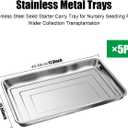 RooTrimmer 5 Pack Large Stainless Steel Seedling Trays, Heavy Duty Metal Water Catch Trays for Nursery Pots-Transplant, Seed Germination & Propagation Flats (17.5 inch13.56 inch, 1.18" Height)