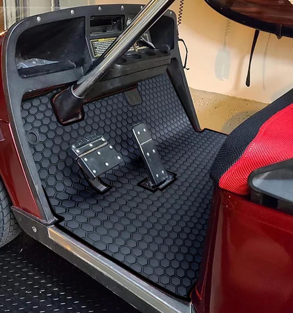 Golf Cart Floor Liner Mat Full Coverage Custom Fit for EZGO TXT (1994-2025),Express S4 (2012-2020)Cushman WorkhorseEX1 (2020),Valor,Navitas,Some Star Carts (Black)