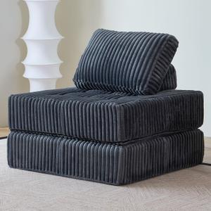 Folding Sofa Chair, Foldable Floor Sofa Bed with Corduroy, Convertible Sleeper Chair Single, Portable Fold Out Chair Bed for Adults, Folding Futon Mattress for Small Spaces, Apartments (Dark-grey)