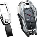 for Honda Key Fob Cover,Keychain,Zinc Alloy Protection Car Key Shell Case Compatible with Honda Holder Smart Remote Keyless Entry Keyshell Accessories(for Honda Style B Silver)