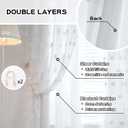 MYSKY HOME White Curtains for Living Room 90 Inches Long Nursery Curtains for Bedroom Double Layer Curtains White Pom Pom Sheer Curtains for Dining Room Grommet Room Darkening Window Panels W52 X L90