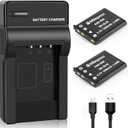 2 Pack EN-EL10 Battery and Micro USB Charger Compatible with Nikon Coolpix S60, S80, S200, S205, S220, S230, S500, S510, S520, S570, S600, S700, S3000, S4000 Digital Cameras, MH-63 Charger