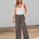 LILLUSORY Wide Leg Dress Pants Women's High Waisted Dressy Trousers (Beige, L)