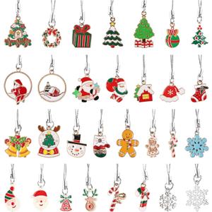 EdenseeLake 30 Pcs Mini Christmas Ornament, Small Resin Metal Haning Christmas Ornaments with String for Christmas Tree Decoration