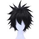 ANOGOL Hair Cap+ Black Spiky Wig Men Short Black Anime Wig Cosplay Spiked Hair Wigs Men Funny Outfit Crazy Wigs for Halloween Costume Cosplay Party