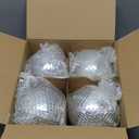 Suwimut 4 Pack Mirror Disco Ball, 6 Inch Cool and Fun Silver Hanging Disco Ball with Attached String for a Party or Dj Light Effect, Party Decorations, Home Decorations, Stage Props, Christmas