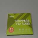 Rabenda 12 Pcs Rug Tape, Non Slip Rug Pads Grippers for Hardwood Floors and Tiles, Reusable Carpet Tape for Area Rugs, Double-Sided Adhesive Rug Stickers Keep Corners Flat (Black)