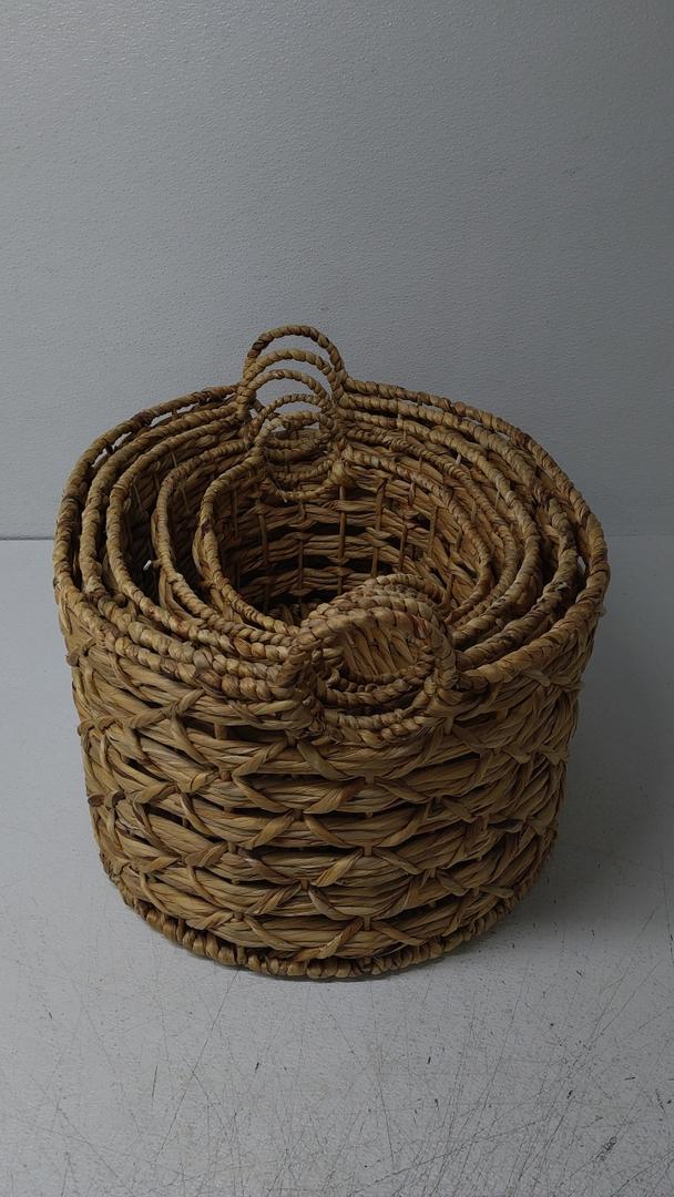Wicker Baskets with Handles, Natural Brown, 5 Pcs (10"x15", 12"x16", 14"x18", 17"x20", 18"x23" )