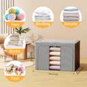 Clothes Storage Bins with Metal Frame, Foldable Clothes Organizers Storage Containers for Clothes, Sheets, Blankets, Pillows and Towels (100L, 3 Pack, Deep Grey)