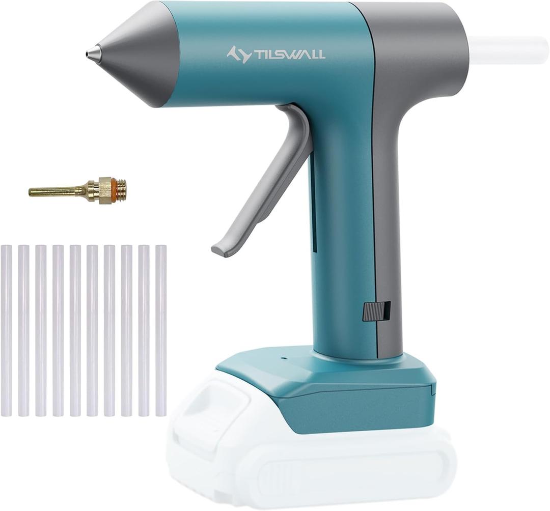 Tilswall Cordless Hot Glue Gun, Rapid 30s Preheat, Mini glue gun and sticks set with 2000mAh Type-C Rechargeable, Smart Power Off, 20 Premium Glue Sticks, Ideal for DIY Crafts, Gift Making Blue