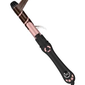 New Version Lanvier Rotating Curling Iron 1.25 Inch Automatic Curling Wand for Waves; Tourmaline Ceramic Self Curler with 2 Rotating Speed, 11 Adjustable Temperature & Dual Voltage for Worldwide Use (Rose Gold)