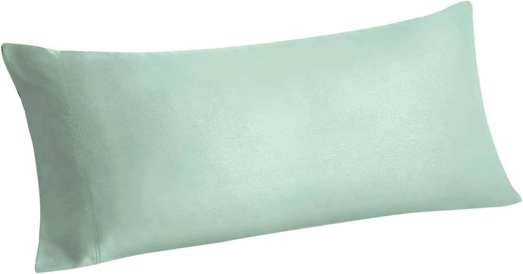 BEDELITE Body Pillow Case Cover, Rayon Made from Bamboo, Cooling Body Pillow Cover for Hot Sleepers and Night Sweats, Breathable & Silky Soft Full Long Pillow Case (Mint Green, 20x54 Inches)