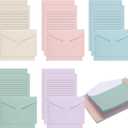 100 Pcs Stationery Lined Stationery Paper and Envelopes Set Includes 50 Letter Writing Paper and 50 Envelope for Office, 5.5 x 8.25 Inch(Pastel)