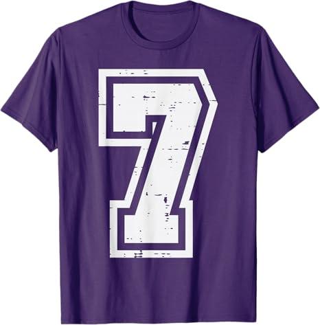 Number 7 Costume Halloween 67 Meme Men Women Kids Youth Teen T-Shirt, (XL, Purple)