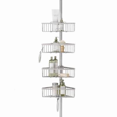 Shower Caddy Pole 4 Tier Adjustable Corner Rack Rust Resistant Satin Nickel Bath