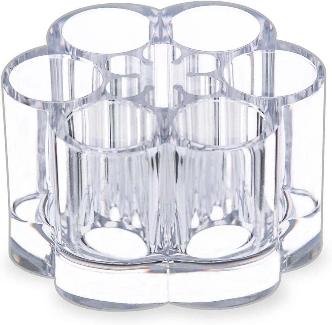 Acrylic Lipstick Holder,Small Flower Clear Compact Chapstick Lip Gloss Liner Nail Brush Organizer with 12 Slots